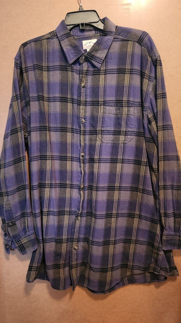 Blue Mountain Mens Plaid Flannel Shirt Long Sleeve Button Down Size XLT Big #525